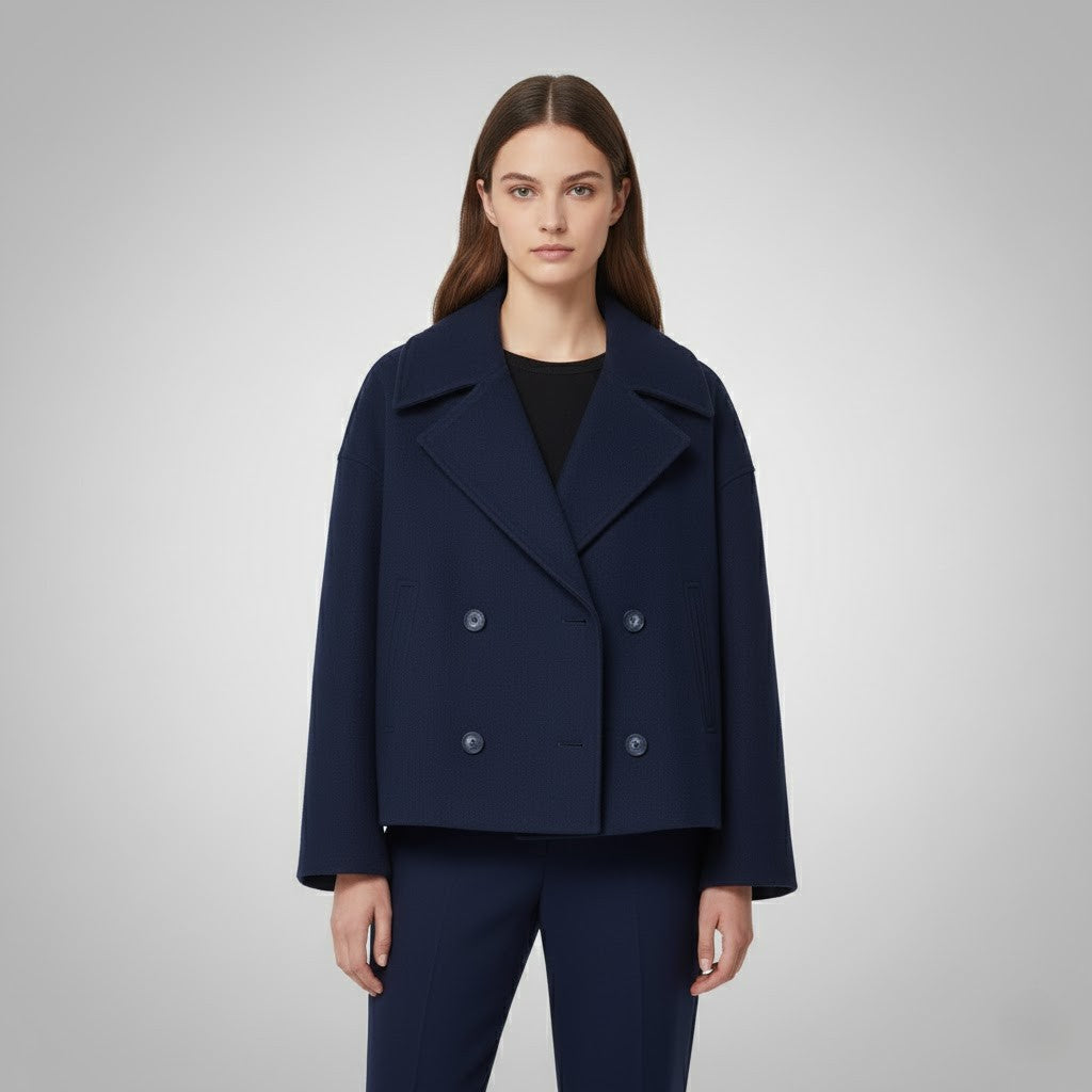 Women’s Cropped Double Breasted Peacoat Jacket