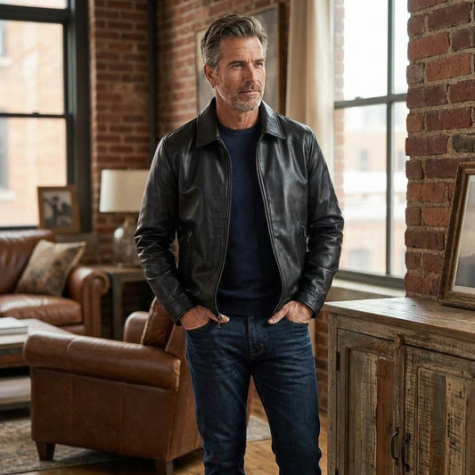 Men’s Classic Zip-Up Faux Leather Jacket